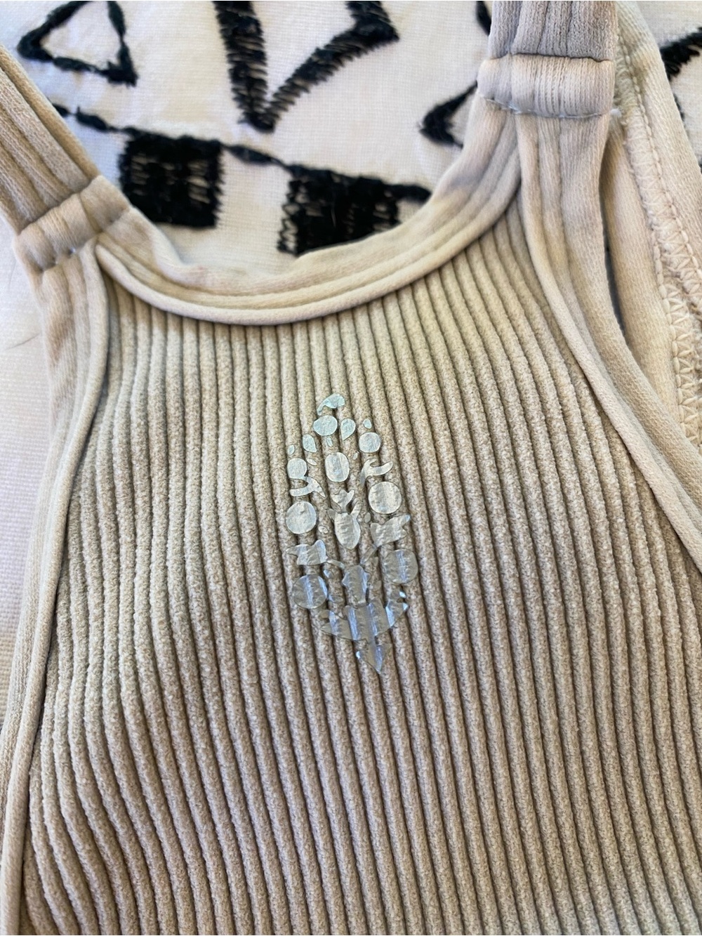 Free People Cream Ribbed Cropped Racerback Tank - Picture 5 of 5